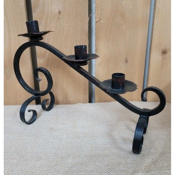 Vintage German Handcrafted Tiered Iron Candlestick - Picture 1 of 5